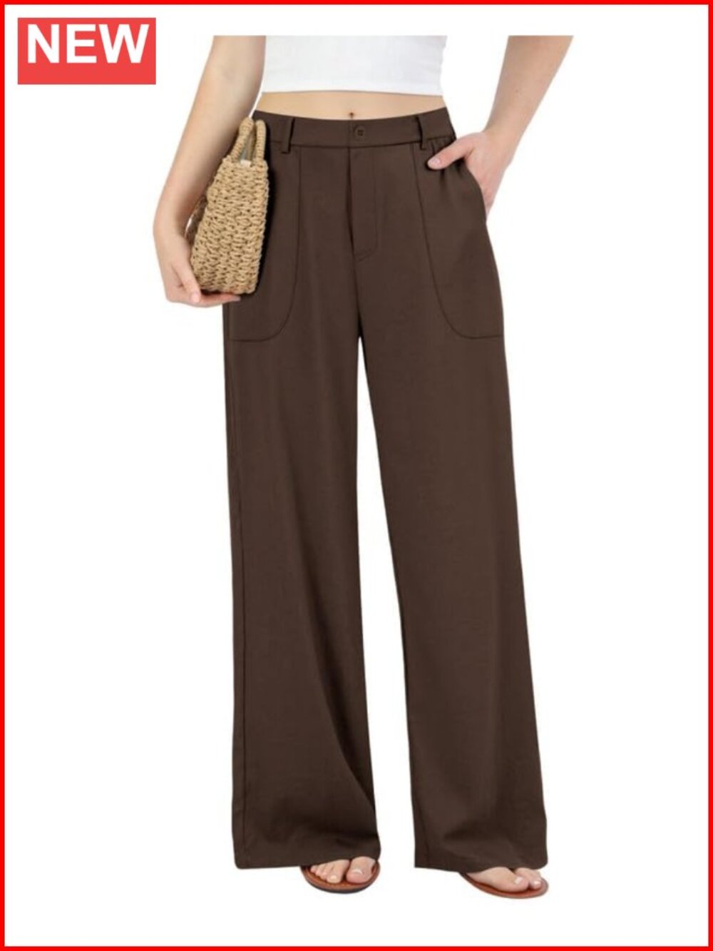 Women's Wide Leg Linen Cotton Pants High Rise Casual Pull On